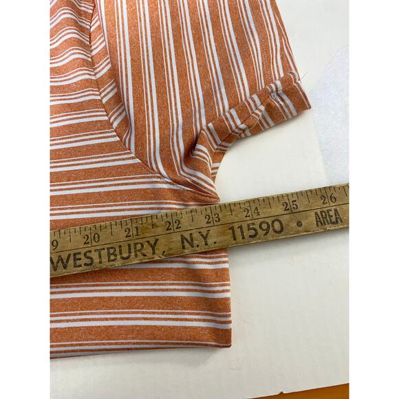 Nike Golf Polo Shirt Men's Large White Orange Striped Short Sleeve - Picture 3 of 11